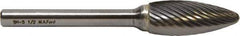 M.A. Ford - 3/4" Cut Diam, 1/4" Shank Diam, Flame Head Double Cut Burr - Carbide, Radius End, 1-5/8" LOC, 3-5/8" OAL - All Tool & Supply