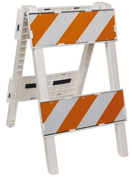 PRO-SAFE - 24 Inch Wide x 45-1/2 Inch High, Reflective, Plastic Type II Barricade - 14 Lbs., 8 Inch High x 24 Inch Wide Top Panel, White and Orange - All Tool & Supply