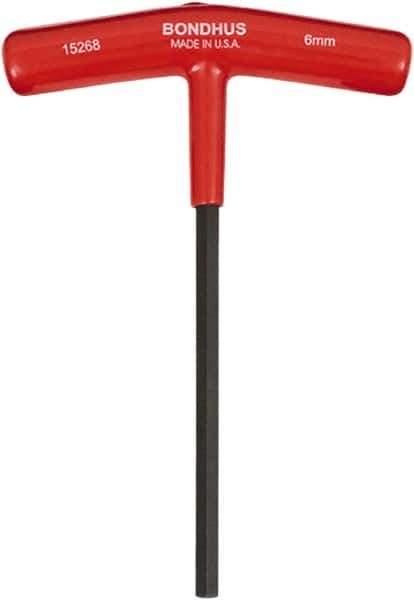 Bondhus - 6mm Hex, T-Handle Cushion Grip, Hex Key - 6" OAL, Protanium High Torque Steel, Metric System of Measurement - All Tool & Supply