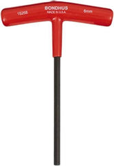 Bondhus - 6mm Hex, T-Handle Cushion Grip, Hex Key - 6" OAL, Protanium High Torque Steel, Metric System of Measurement - All Tool & Supply