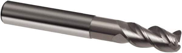 Guhring - 5/16", 7/16" LOC, 5/16" Shank Diam, 3" OAL, 3 Flute, Solid Carbide Square End Mill - Single End, Super-A Finish, Spiral Flute, 45° Helix, Right Hand Cut, Right Hand Flute, Series 3877 - All Tool & Supply