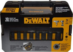 DeWALT - 10 Piece 3/8" Drive Thin Wall Deep Impact Socket Set - 6 Points, 5/16 to 3/4", Inch Measurement Standard - All Tool & Supply