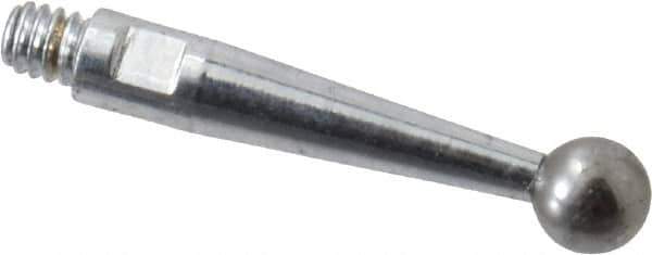 SPI - 3mm Ball Diam, Steel, Ball Test Indicator Contact Point - 0.665" Contact Point Length, Use with 0.020" & 0.5mm Indicators - All Tool & Supply