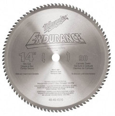 Milwaukee Tool - 14" Diam, 1" Arbor Hole Diam, 90 Tooth Wet & Dry Cut Saw Blade - Carbide-Tipped, Burr-Free, Clean, Smooth Action, Standard Round Arbor - All Tool & Supply