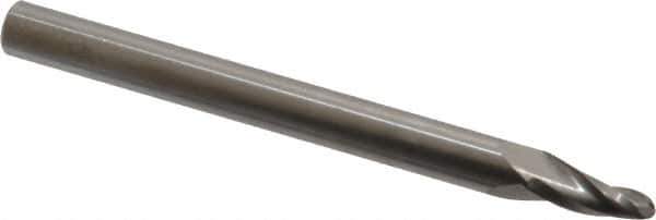 Onsrud - 1/8" Cutting Diam x 1/2" Length of Cut, 2 Flute, Upcut Spiral Router Bit - Uncoated, Right Hand Cut, Solid Carbide, 3" OAL x 1/4" Shank Diam, Ball End Taper - All Tool & Supply