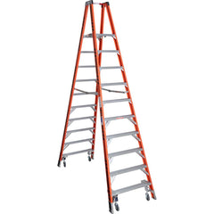 Werner - Step Ladders; Type: Twin Step Ladder ; Height (Feet): 10 ; Industry Rating: Type IA ; Load Capacity (Lb.): 300.000 ; Material: Fiberglass ; Number of Steps / Rungs: 10 - Exact Industrial Supply