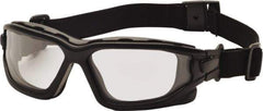 PYRAMEX - Size Universal, Clear Polycarbonate Anti-Fog & Scratch Resistant Lens, Hybrid Safety Glasses/Goggles - Direct Vent, Black Nylon Frame - All Tool & Supply