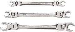 GearWrench - 3 Piece, 3/8" to 11/16", Finger Ratcheting Wrench/Flare Nut Wrench Set - Inch Measurement Standard, Chrome Finish - All Tool & Supply