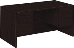 Hon - Woodgrain Laminate Double Pedestal Desk - 60" Wide x 30" Deep x 29-1/2" High, Mahogany - All Tool & Supply