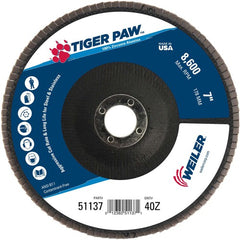 7″ Tiger Paw Abrasive Flap Disc, Flat, Phenolic Backing, 40Z, 7/8″ Arbor Hole - All Tool & Supply