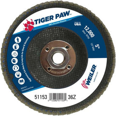 5″ Tiger Paw Abrasive Flap Disc, Flat, Phenolic Backing, 36Z, 5/8″-11 Arbor Hole - All Tool & Supply