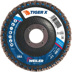 4 1/2″ Diameter - Tiger X Flap Disc, Angled, Phenolic Backing, 36Z, 7/8″ Diameter - Arbor Hole - All Tool & Supply