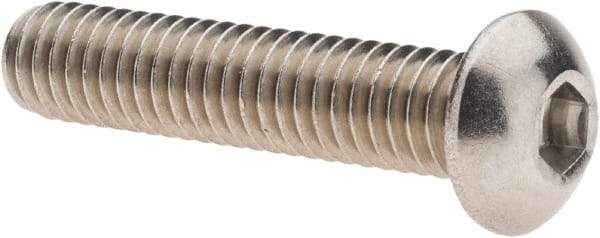 Value Collection - 5/16-18 UNC Hex Socket Drive, Button Screw - Grade 18.8 Stainless Steel, Fully Threaded, 1-1/2" Length Under Head - All Tool & Supply