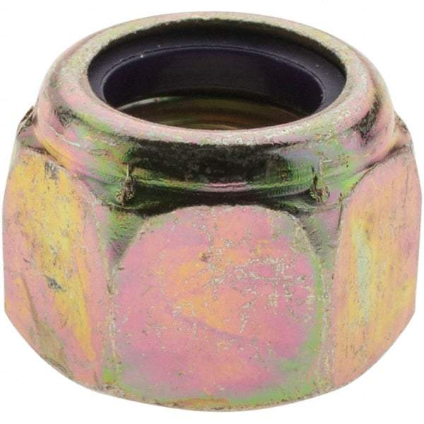 Value Collection - 1/2-20 UNF Grade 8 Hex Lock Nut with Nylon Insert - 3/4" Width Across Flats, 19/32" High, Zinc Yellow Dichromate Finish - All Tool & Supply