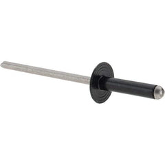 Made in USA - Large Flange Head Aluminum Open End Blind Rivet - Stainless Steel Mandrel, 1/32" to 11/64" Grip, 3/8" Head Diam, 1-1/8" Max Hole Diam, 0.563" Length Under Head, - All Tool & Supply