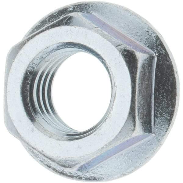 Value Collection - 3/8-16, 3/4" Flange Diam, Serrated Flange Nut - Grade Grade 2 Steel, Zinc-Plated Finish, 0.347" Flange Height - All Tool & Supply