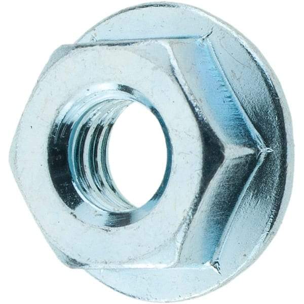 Value Collection - 1/4-20, 19/32" Flange Diam, Serrated Flange Nut - Grade Grade 2 Steel, Zinc-Plated Finish, 0.236" Flange Height - All Tool & Supply