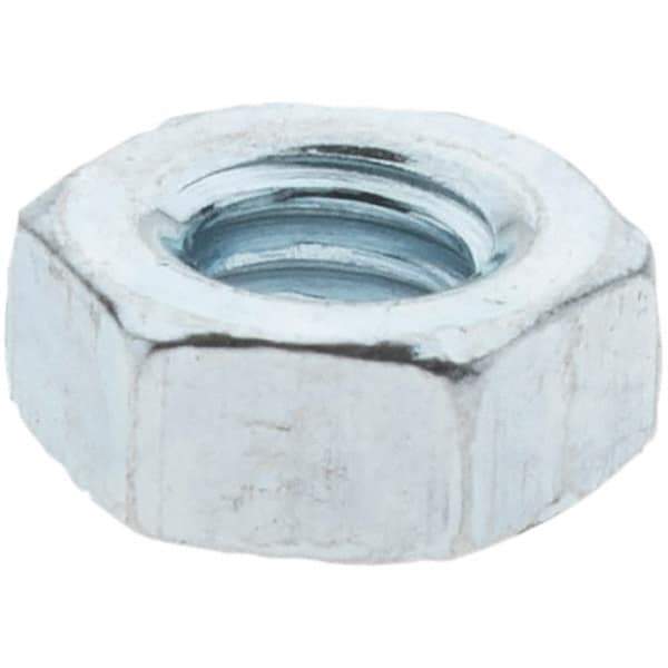 Value Collection - M4x0.70 Metric Coarse Steel Right Hand Hex Nut - 7mm Across Flats, 3.2mm High, Zinc Clear Finish - All Tool & Supply