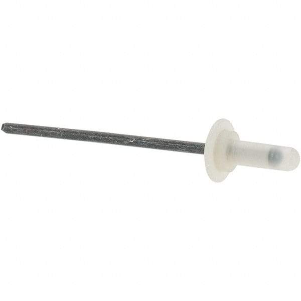 Value Collection - Large Flange Head Aluminum Closed End Sealing Blind Rivet - Steel Mandrel, 0.157" to 0.312" Grip, 1/4" Head Diam, 0.126" Max Hole Diam, 0.374" Length Under Head, - All Tool & Supply