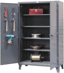 Strong Hold - 4 Shelf Pegboard Storage Cabinet - Steel, 72" Wide x 24" Deep x 78" High, Dark Gray - All Tool & Supply