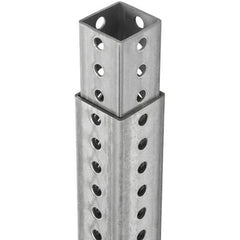 TAPCO - 4' High, Galvanized Traffic Sign Post - Steel, 7/16" Hole Diam, Silver - All Tool & Supply