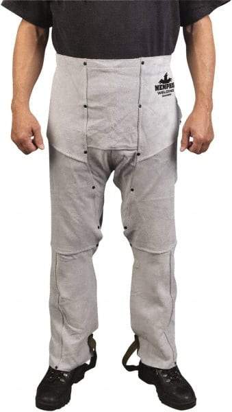 MCR Safety - Size Universal Leather Welding Chaps - No Pockets, 38" Inseam, Gray - All Tool & Supply