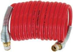 PRO-SOURCE - 5/16" ID, 5/16 Thread, 100' Long, Red Nylon Coiled & Self Storing Hose - 213 Max psi, No Fittings - All Tool & Supply