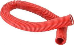 PRO-SOURCE - 1/8" ID, 1/8 Thread, 50' Long, Red Nylon Coiled & Self Storing Hose - 386 Max psi, No Fittings - All Tool & Supply