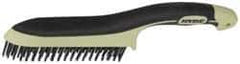 Hyde Tools - 1-1/8 Inch Trim Length Steel Scratch Brush - 6" Brush Length, 11-3/4" OAL, 1-1/8" Trim Length, Plastic with Rubber Overmold Ergonomic Handle - All Tool & Supply