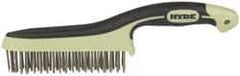 Hyde Tools - 1-1/8 Inch Trim Length Stainless Steel Scratch Brush - 6" Brush Length, 11-3/4" OAL, 1-1/8" Trim Length, Plastic with Rubber Overmold Ergonomic Handle - All Tool & Supply