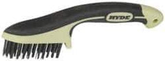 Hyde Tools - 1-1/8 Inch Trim Length Steel Scratch Brush - 3-1/4" Brush Length, 8-3/4" OAL, 1-1/8" Trim Length, Plastic with Rubber Overmold Ergonomic Handle - All Tool & Supply