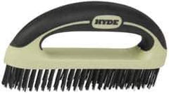 Hyde Tools - 1-1/8 Inch Trim Length Steel Scratch Brush - 8" Brush Length, 8" OAL, 1-1/8" Trim Length, Plastic with Rubber Overmold Ergonomic Handle - All Tool & Supply