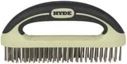 Hyde Tools - 1-1/8 Inch Trim Length Stainless Steel Scratch Brush - 8" Brush Length, 8" OAL, 1-1/8" Trim Length, Plastic with Rubber Overmold Ergonomic Handle - All Tool & Supply