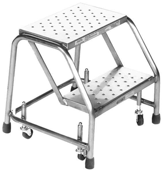 Ballymore - 28-1/2" 3 Step Ladder - Rolling Safety Ladder, 450 Lb Capacity, 28-1/2" Platform Height, 20" Base Width x 25" Base Depth, Perforated Tread - All Tool & Supply