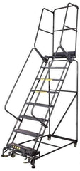 Ballymore - 145" 10 Step Ladder - Rolling Safety Ladder, 450 Lb Capacity, 100" Platform Height, 34" Base Width x 74" Base Depth, Grip Strut - All Tool & Supply