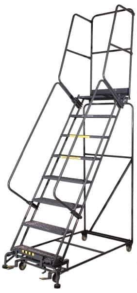 Ballymore - 153" 12 Step Ladder - Rolling Safety Ladder, 450 Lb Capacity, 120" Platform Height, 40" Base Width x 87" Base Depth, Heavy-Duty Serrated Grating - All Tool & Supply