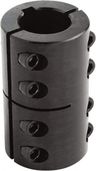 Climax Metal Products - 1-1/8" Inside x 1-7/8" Outside Diam, Two Piece Rigid Coupling with Keyway - 3-1/8" Long x 1/4" Keyway Width x 1/8" Keyway Depth - All Tool & Supply