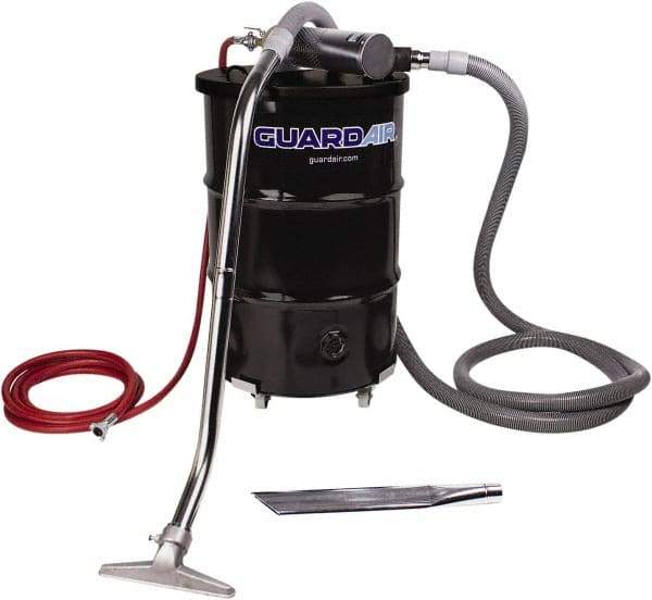 Guardair - 55 Gal Steel Tank, Air Powered Wet/Dry Vacuum - 15 Peak hp, 20' Hose Fitting, Cordless, Cartridge Filter - All Tool & Supply