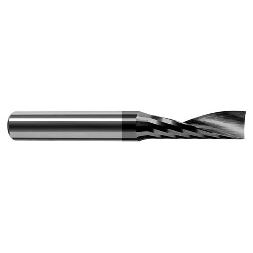 End Mills for Plastics - Single Flute - 0.1250″ (1/8″) Cutter Diameter × 0.3750″ (3/8″) Length of Cut Carbide Square Upcut End Mill for Plastic, 1 Flute, Amorphous Diamond Coated - Exact Industrial Supply