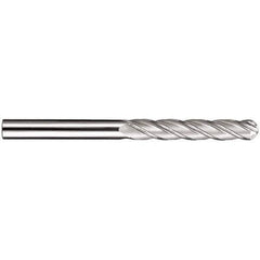 SGS - 7/16" Diam, 3" LOC, 4 Flute Solid Carbide Ball End Mill - TiN Finish, Single End, 6" OAL, 7/16" Shank Diam, Spiral Flute - All Tool & Supply