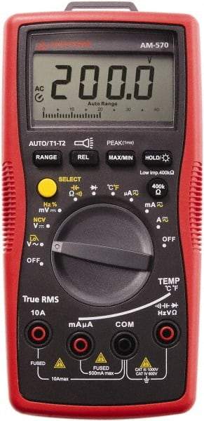 Amprobe - 4210340, CAT IV, CAT III, 1,000 VAC/VDC, Digital True RMS Auto Ranging Manual Ranging Multimeter - 60 mOhm, Measures Voltage, Capacitance, Current, Frequency, Resistance, Temperature - All Tool & Supply