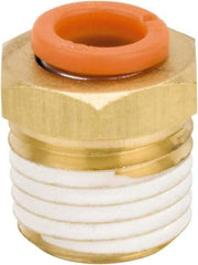 SMC PNEUMATICS - 3/8" OD, 1/2 NPT, Brass/Polybutylene Push-to-Connect Male Connector - 145 Max psi - All Tool & Supply