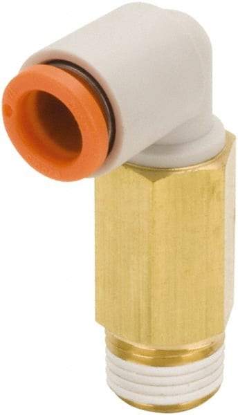 SMC PNEUMATICS - 5/16" Outside Diam, 1/8 NPT, Brass/Polybutylene Push-to-Connect Tube Extended Male Elbow - 145 Max psi - All Tool & Supply