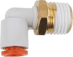 SMC PNEUMATICS - 1/4" Outside Diam, 1/4 NPT, Brass/Polybutylene Push-to-Connect Tube Male Elbow - 145 Max psi - All Tool & Supply