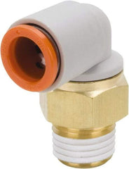 SMC PNEUMATICS - 1/8" Outside Diam, 1/4 NPT, Brass/Polybutylene Push-to-Connect Tube Male Elbow - 145 Max psi - All Tool & Supply