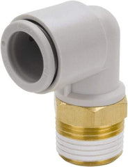 SMC PNEUMATICS - 12mm Outside Diam, 3/8 BSPT, Brass/Polybutylene Push-to-Connect Tube Male Elbow - 145 Max psi - All Tool & Supply