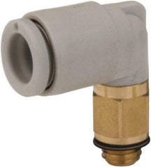 SMC PNEUMATICS - 3.2mm Outside Diam, M5 x 0.8 Metric, Brass/Polybutylene Push-to-Connect Tube Male Elbow - 145 Max psi - All Tool & Supply