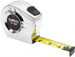 Lufkin - 33' x 1" Yellow Blade Tape Measure - 1/16" Graduation, Inch Graduation Style, Chrome Case - All Tool & Supply