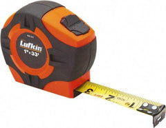 Lufkin - 33' x 1" Yellow Blade Tape Measure - 1/16" Graduation, Inch Graduation Style, Chrome Case - All Tool & Supply