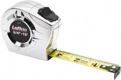 Lufkin - 12' x 3/4" Yellow Blade Tape Measure - 1/16 & 1/32" Graduation, Inch Graduation Style, Chrome Case - All Tool & Supply